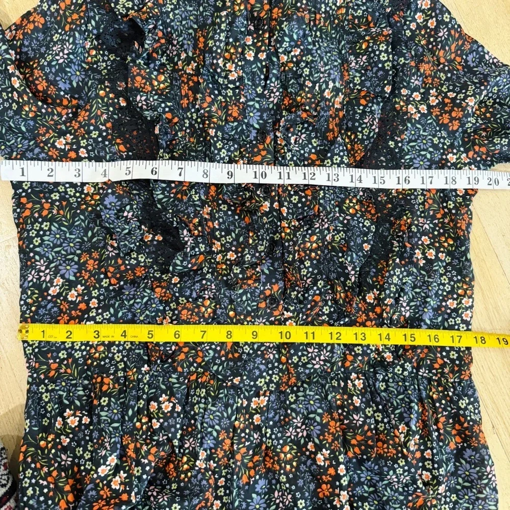 Warm NY boho 100% cotton Floral Tiered Ruffle Midi long sleeve Dress NWT_15
